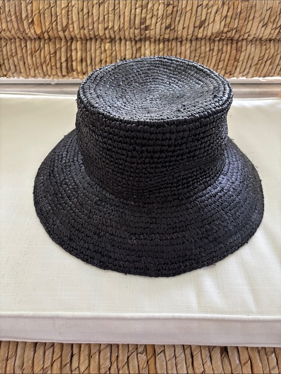 J. Crew Accessories - J. Crew Black Woven Straw Bucket Hat